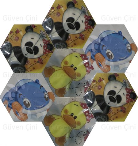 dijital baskı cam seramik mozaik çini karo porselen fayans çocuk odası kreş genç odası çizgi film ayıcık kurtcuk panda